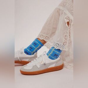 Free People Tie A Bow Ankle Socks/Light Blue